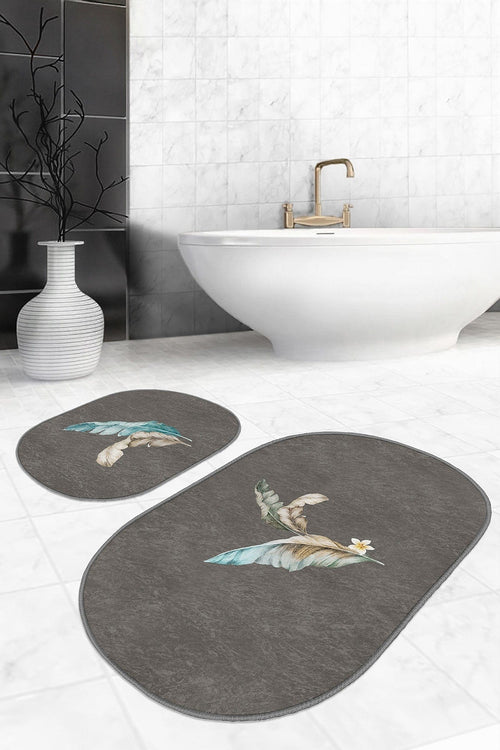 Set di 2 Tappetini da bagno antiscivolo Suet BPS572 Oval Multicolore, 100 x 60 cm / 60 x 50 cm (1)