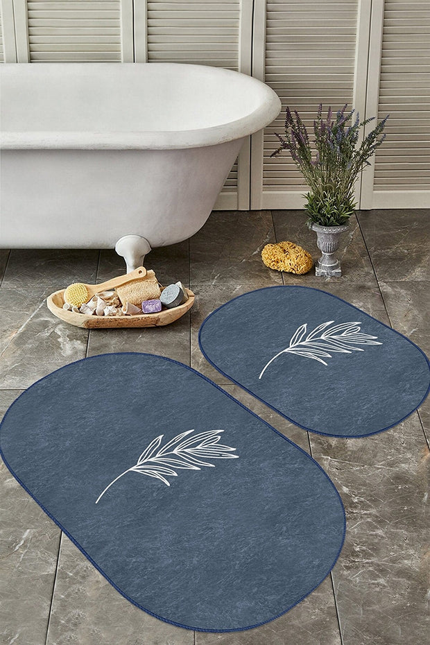 Set di 2 Tappetini da bagno antiscivolo Suet BPS574 Oval Multicolore, 100 x 60 cm / 60 x 50 cm (2)
