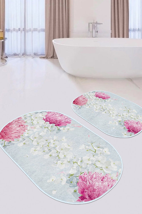 Set di 2 Tappetini da bagno antiscivolo Suet BPS576 Oval Multicolore, 100 x 60 cm / 60 x 50 cm (1)