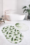 Set di 2 Tappetini da bagno antiscivolo Suet BPS577 Oval Multicolore, 100 x 60 cm / 60 x 50 cm