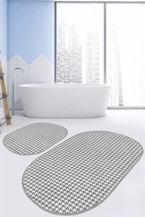 Set di 2 Tappetini da bagno antiscivolo Suet BPS579 Oval Multicolore, 100 x 60 cm / 60 x 50 cm (1)