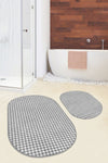 Set di 2 Tappetini da bagno antiscivolo Suet BPS579 Oval Multicolore, 100 x 60 cm / 60 x 50 cm (2)
