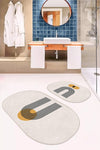 Set di 2 Tappetini da bagno antiscivolo Suet BPS586 Oval Multicolore, 100 x 60 cm / 60 x 50 cm (1)