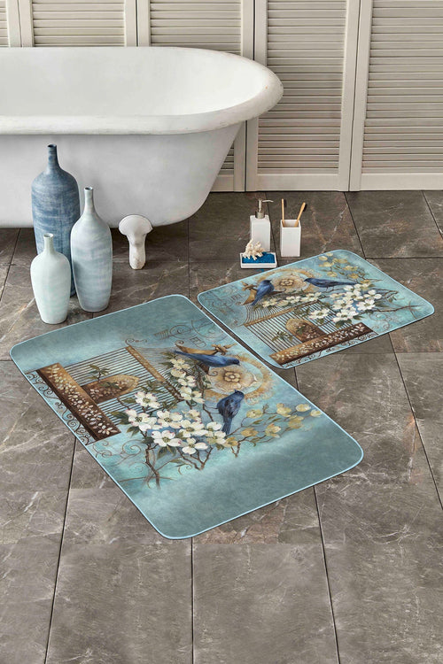 Set di 2 Tappetini da bagno antiscivolo Sultan BPS10 Rectangle Multicolore, 100 x 60 cm / 60 x 50 cm