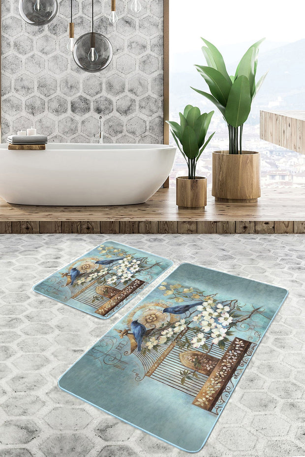 Set di 2 Tappetini da bagno antiscivolo Sultan BPS10 Rectangle Multicolore, 100 x 60 cm / 60 x 50 cm (2)