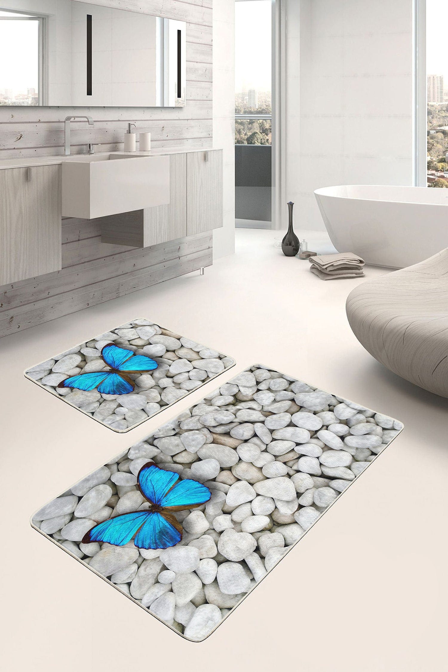 Set di 2 Tappetini da bagno antiscivolo Sultan BPS14 Rectangle Multicolore, 100 x 60 cm / 60 x 50 cm (2)