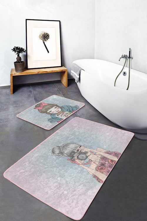 Set di 2 Tappetini da bagno antiscivolo Sultan BPS15 Rectangle Multicolore, 100 x 60 cm / 60 x 50 cm