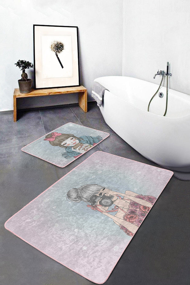 Set di 2 Tappetini da bagno antiscivolo Sultan BPS15 Rectangle Multicolore, 100 x 60 cm / 60 x 50 cm