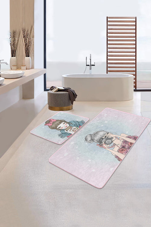 Set di 2 Tappetini da bagno antiscivolo Sultan BPS15 Rectangle Multicolore, 100 x 60 cm / 60 x 50 cm (1)