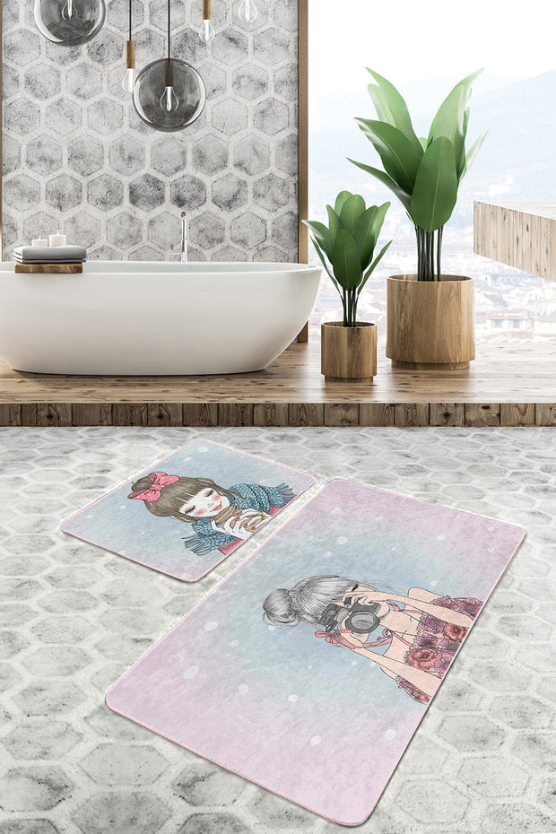 Set di 2 Tappetini da bagno antiscivolo Sultan BPS15 Rectangle Multicolore, 100 x 60 cm / 60 x 50 cm (2)