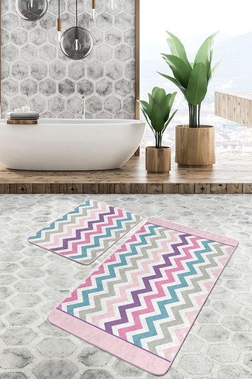 Set di 2 Tappetini da bagno antiscivolo Sultan BPS18 Rectangle Multicolore, 100 x 60 cm / 60 x 50 cm