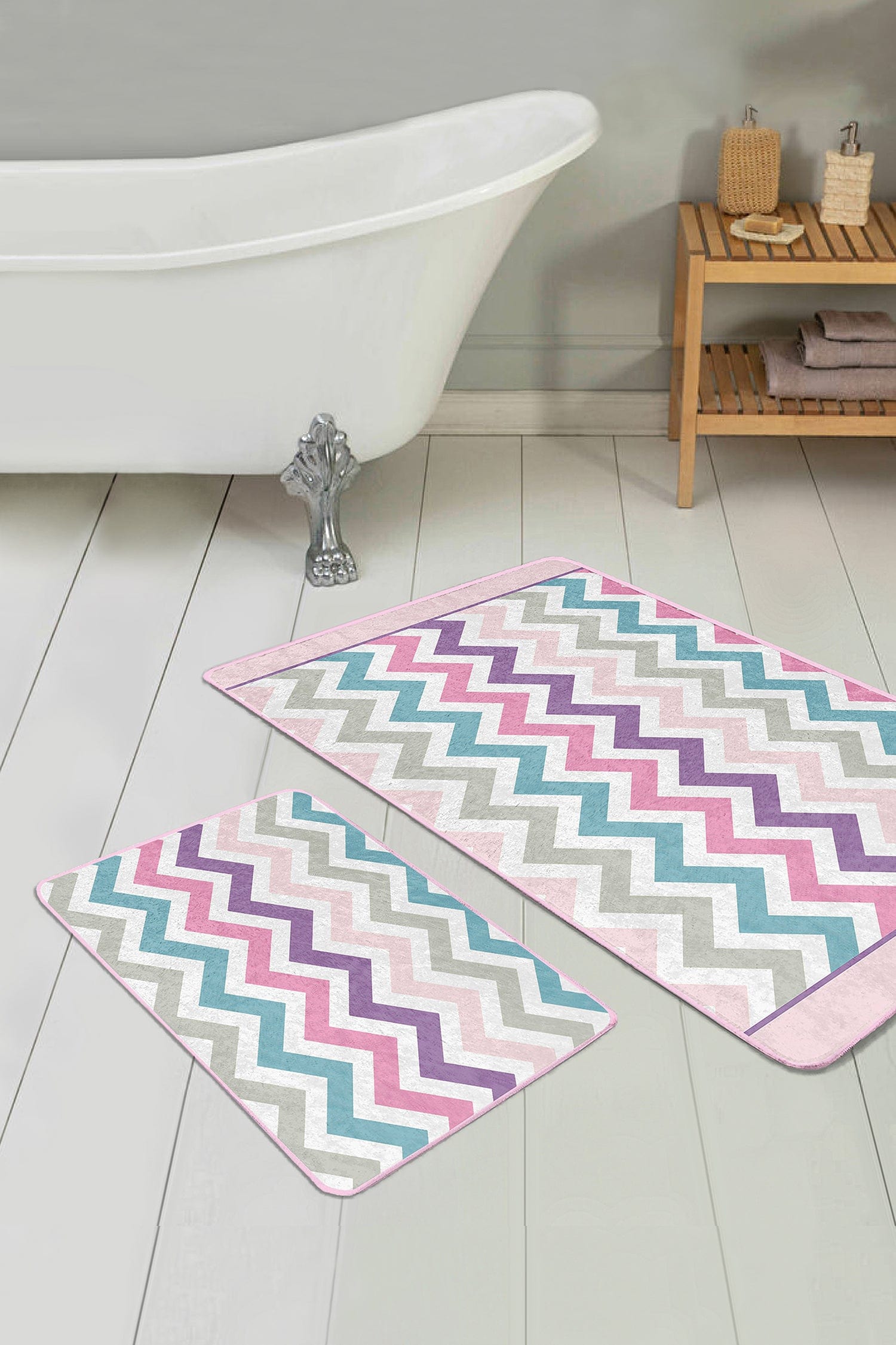 Set di 2 Tappetini da bagno antiscivolo Sultan BPS18 Rectangle Multicolore, 100 x 60 cm / 60 x 50 cm (1)