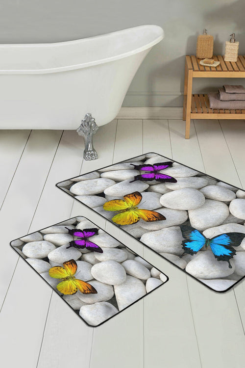 Set di 2 Tappetini da bagno antiscivolo Sultan BPS2 Rectangle Multicolore, 100 x 60 cm / 60 x 50 cm
