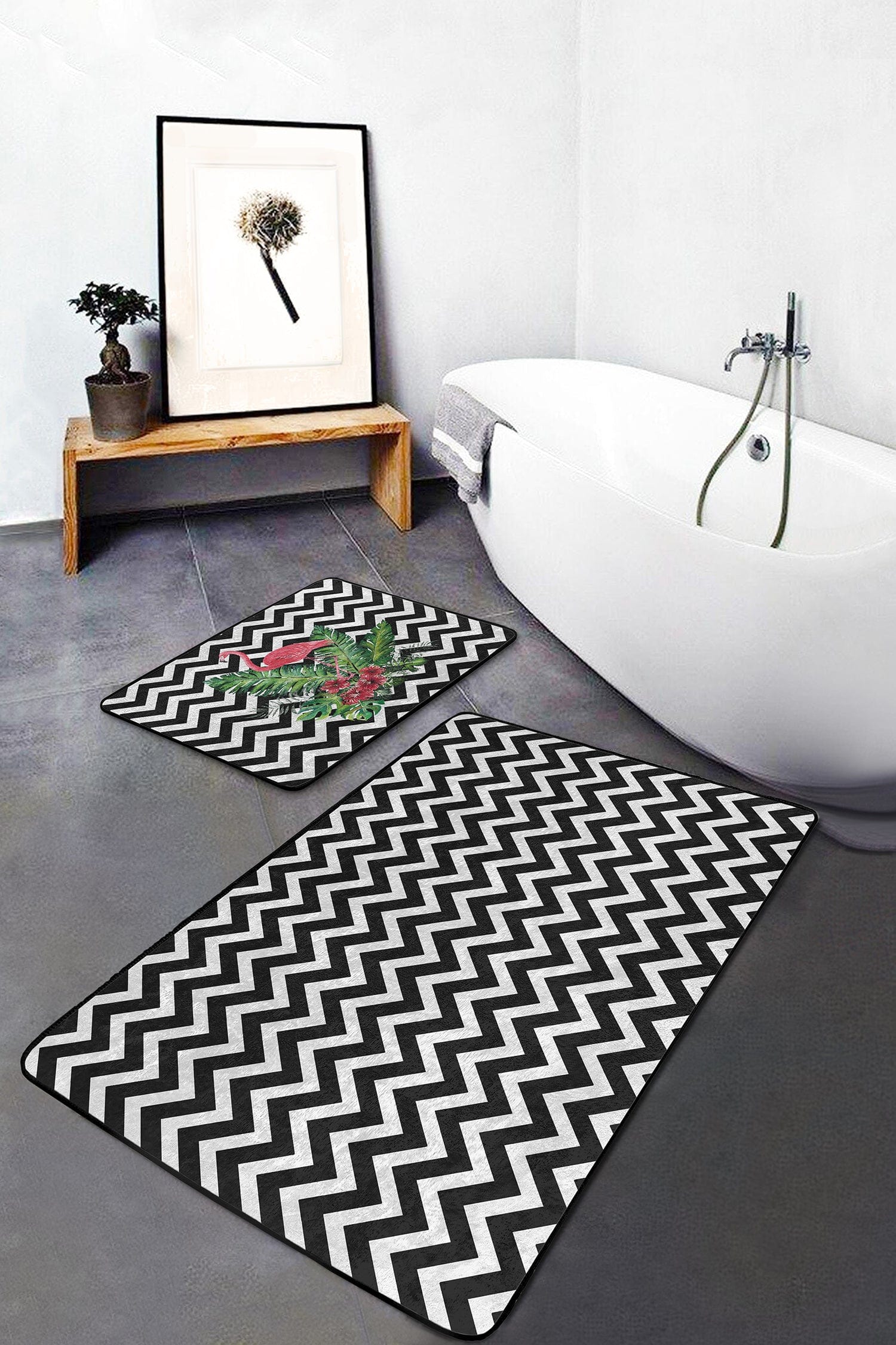 Set di 2 Tappetini da bagno antiscivolo Sultan BPS21 Rectangle Multicolore, 100 x 60 cm / 60 x 50 cm (1)