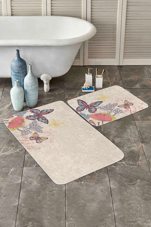 Set di 2 Tappetini da bagno antiscivolo Sultan BPS5 Rectangle Multicolore, 100 x 60 cm / 60 x 50 cm