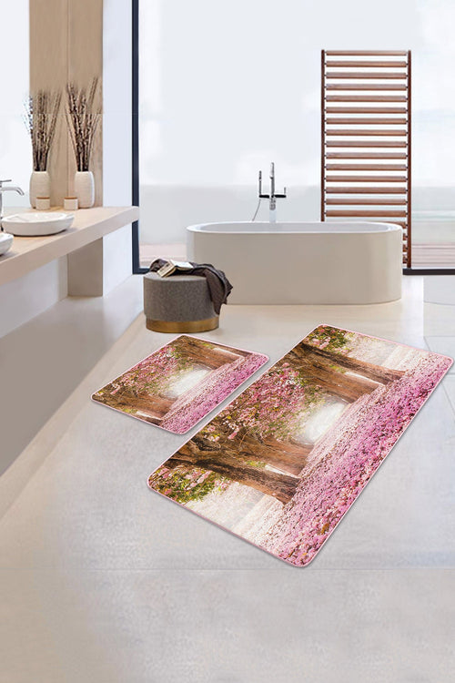 Set di 2 Tappetini da bagno antiscivolo Sultan BPS6 Rectangle Multicolore, 100 x 60 cm / 60 x 50 cm