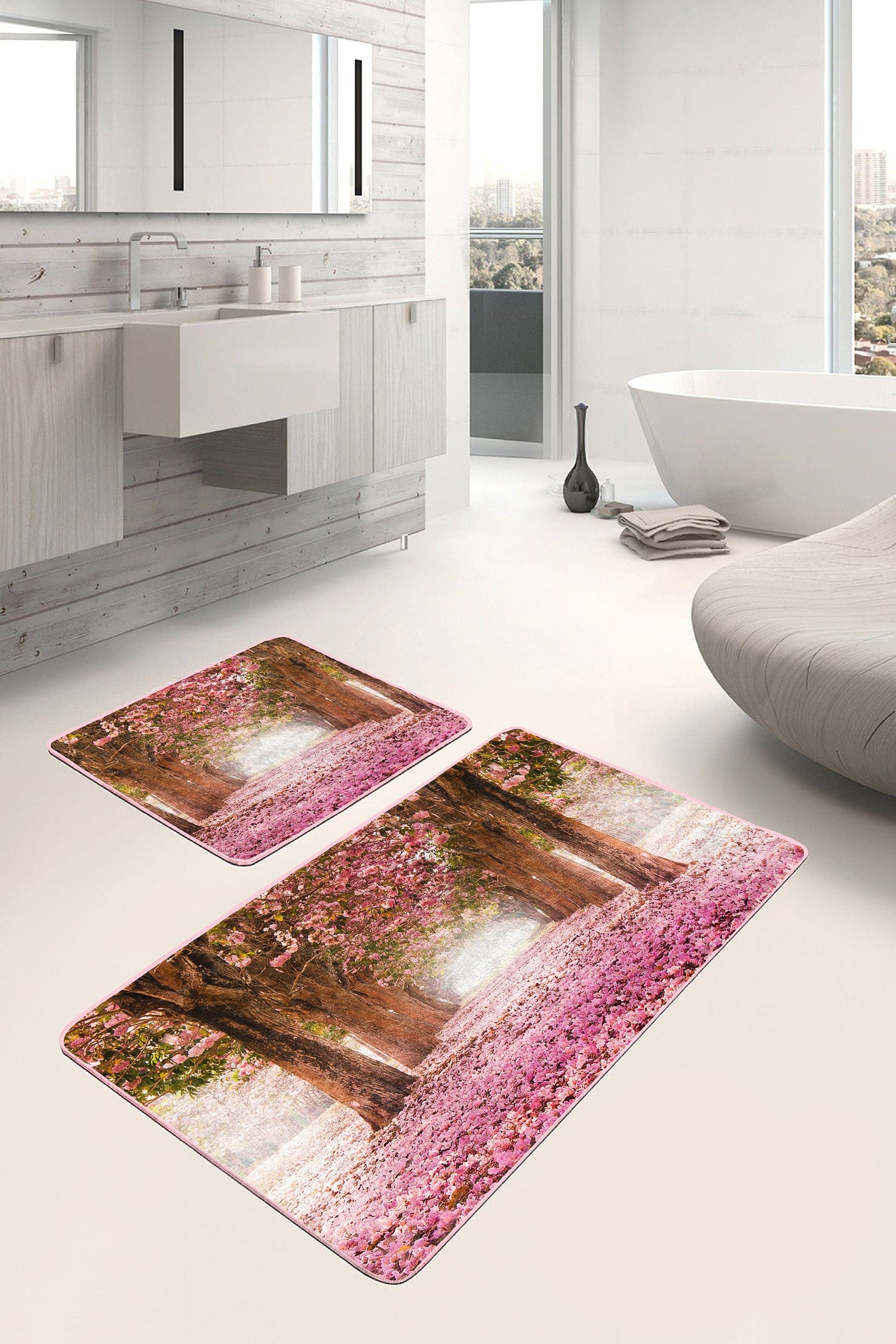 Set di 2 Tappetini da bagno antiscivolo Sultan BPS6 Rectangle Multicolore, 100 x 60 cm / 60 x 50 cm (1)