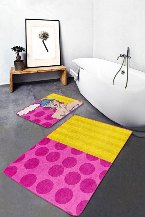 Set di 2 Tappetini da bagno antiscivolo Sultan BPS9 Rectangle Multicolore, 100 x 60 cm / 60 x 50 cm