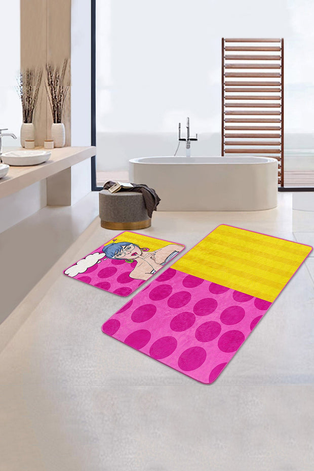 Set di 2 Tappetini da bagno antiscivolo Sultan BPS9 Rectangle Multicolore, 100 x 60 cm / 60 x 50 cm (2)