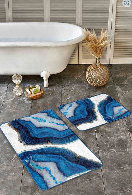 Set di 2 Tappetini da bagno antiscivolo Suna BPS626 Rectangle Multicolore, 100 x 60 cm / 60 x 50 cm