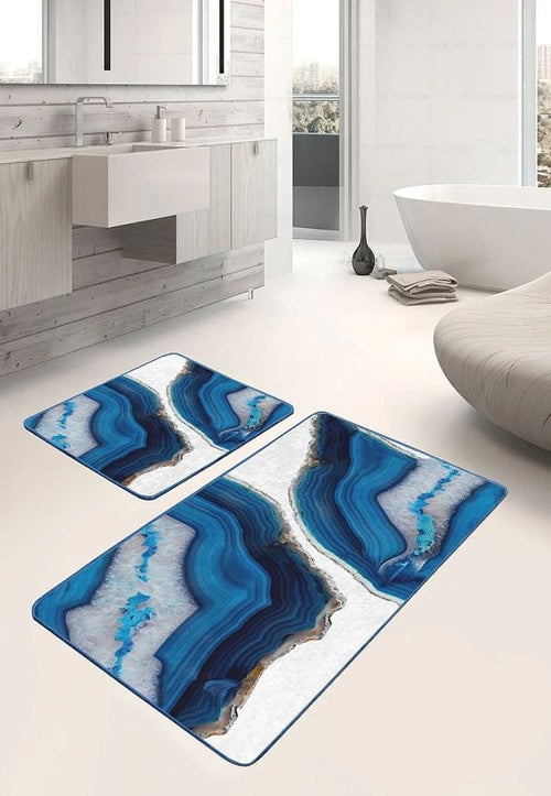 Set di 2 Tappetini da bagno antiscivolo Suna BPS626 Rectangle Multicolore, 100 x 60 cm / 60 x 50 cm (1)