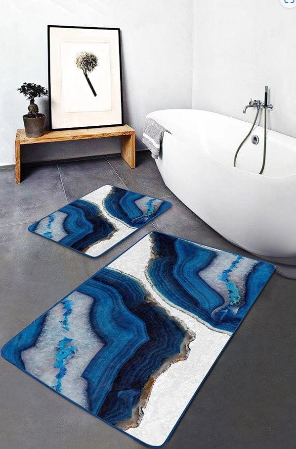 Set di 2 Tappetini da bagno antiscivolo Suna BPS626 Rectangle Multicolore, 100 x 60 cm / 60 x 50 cm (3)
