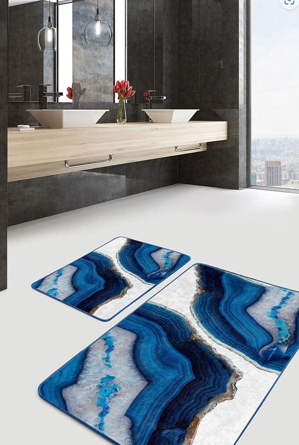 Set di 2 Tappetini da bagno antiscivolo Suna BPS626 Rectangle Multicolore, 100 x 60 cm / 60 x 50 cm (4)