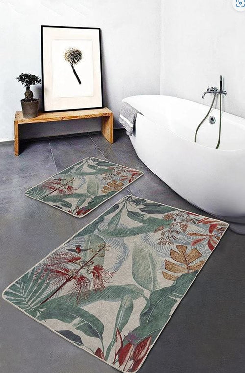 Set di 2 Tappetini da bagno antiscivolo Suna BPS627 Rectangle Multicolore, 100 x 60 cm / 60 x 50 cm (1)