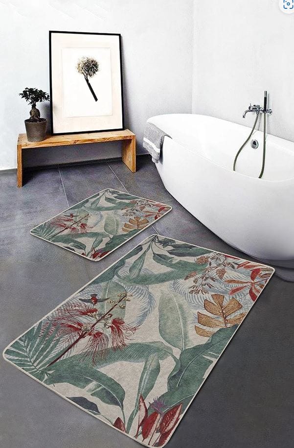 Set di 2 Tappetini da bagno antiscivolo Suna BPS627 Rectangle Multicolore, 100 x 60 cm / 60 x 50 cm (1)