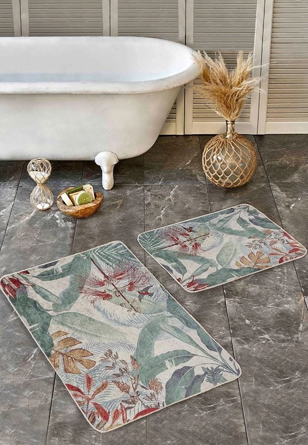 Set di 2 Tappetini da bagno antiscivolo Suna BPS627 Rectangle Multicolore, 100 x 60 cm / 60 x 50 cm (3)