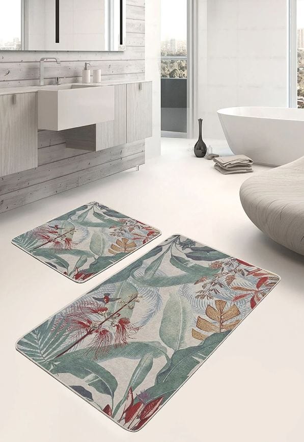 Set di 2 Tappetini da bagno antiscivolo Suna BPS627 Rectangle Multicolore, 100 x 60 cm / 60 x 50 cm (4)