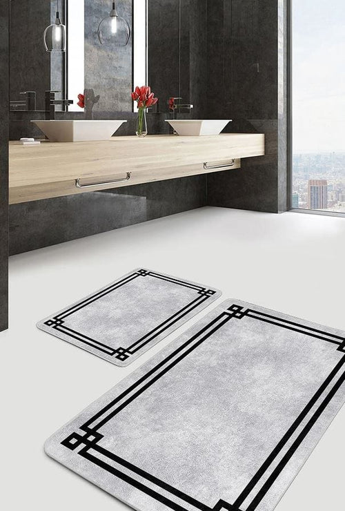 Set di 2 Tappetini da bagno antiscivolo Suna BPS628 Rectangle Multicolore, 100 x 60 cm / 60 x 50 cm