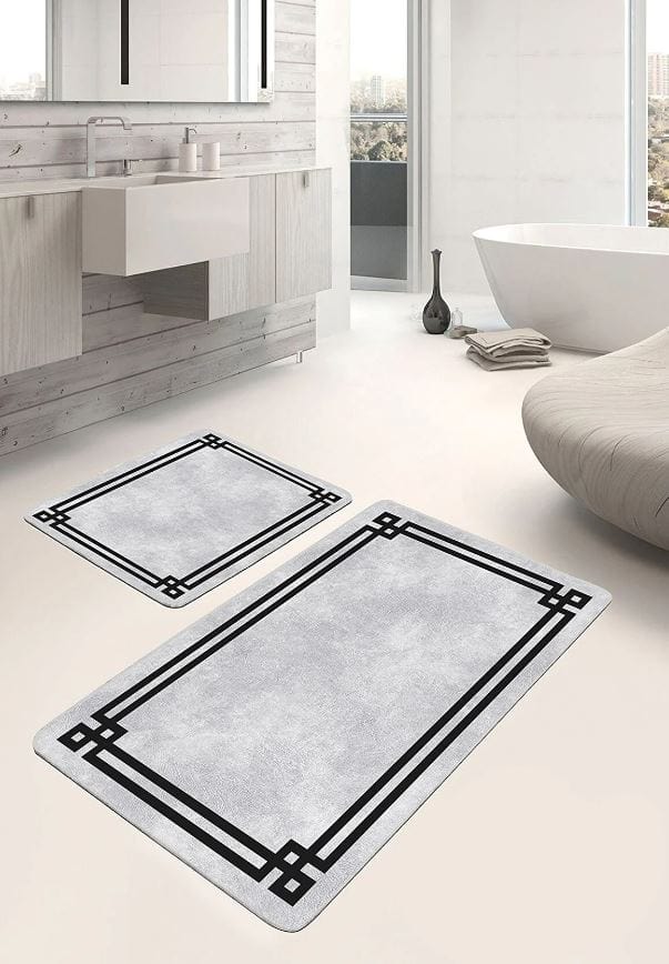 Set di 2 Tappetini da bagno antiscivolo Suna BPS628 Rectangle Multicolore, 100 x 60 cm / 60 x 50 cm (2)