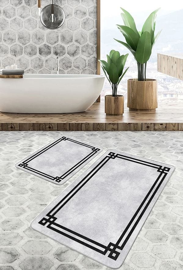 Set di 2 Tappetini da bagno antiscivolo Suna BPS628 Rectangle Multicolore, 100 x 60 cm / 60 x 50 cm (3)