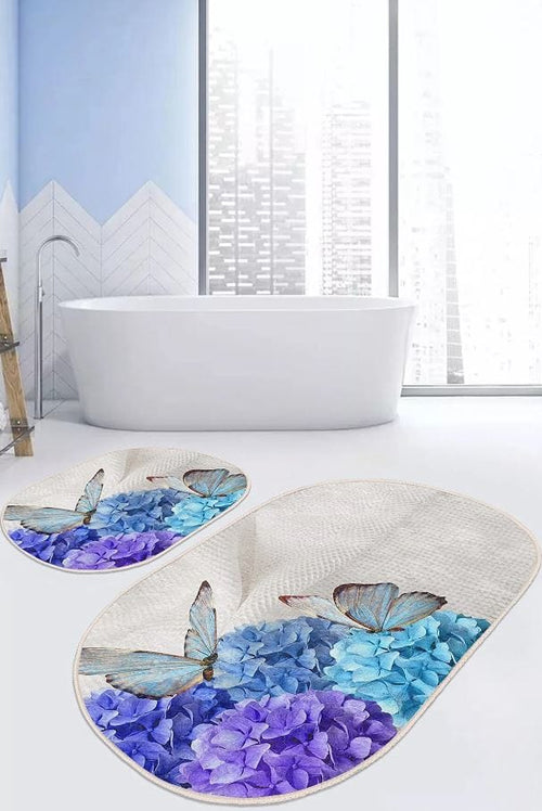 Set di 2 Tappetini da bagno antiscivolo Suna BPS629 Oval Multicolore, 100 x 60 cm / 60 x 50 cm (1)