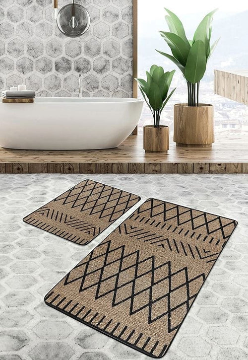 Set di 2 Tappetini da bagno antiscivolo Suna BPS630 Rectangle Multicolore, 100 x 60 cm / 60 x 50 cm