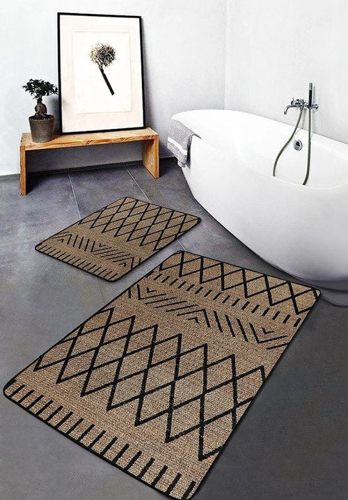 Set di 2 Tappetini da bagno antiscivolo Suna BPS630 Rectangle Multicolore, 100 x 60 cm / 60 x 50 cm (1)