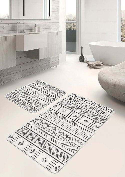 Set di 2 Tappetini da bagno antiscivolo Suna BPS631 Rectangle Multicolore, 100 x 60 cm / 60 x 50 cm (1)