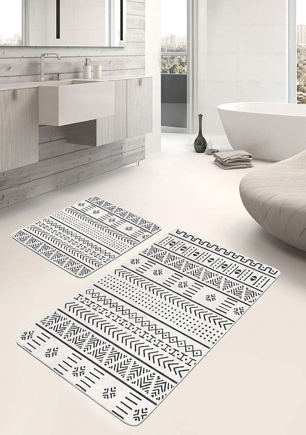 Set di 2 Tappetini da bagno antiscivolo Suna BPS631 Rectangle Multicolore, 100 x 60 cm / 60 x 50 cm (1)