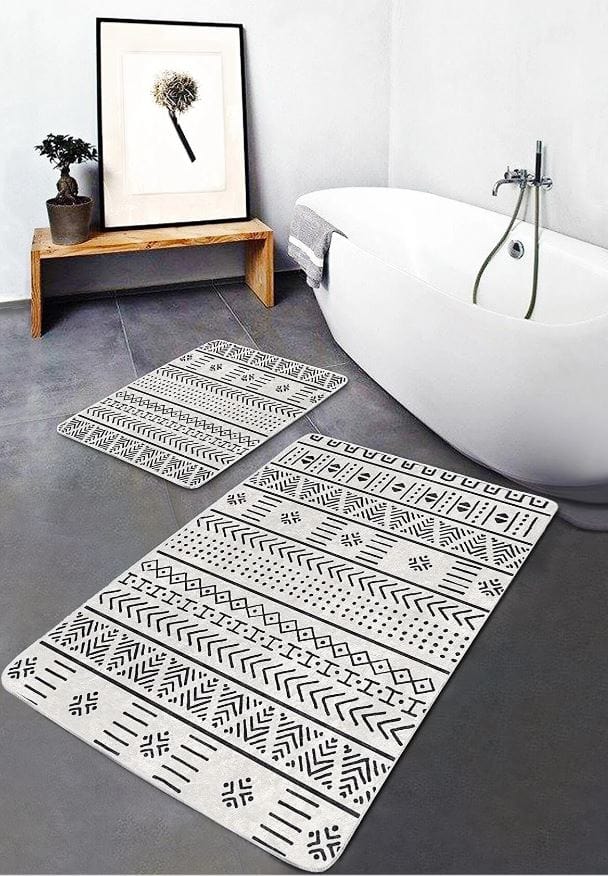 Set di 2 Tappetini da bagno antiscivolo Suna BPS631 Rectangle Multicolore, 100 x 60 cm / 60 x 50 cm (3)