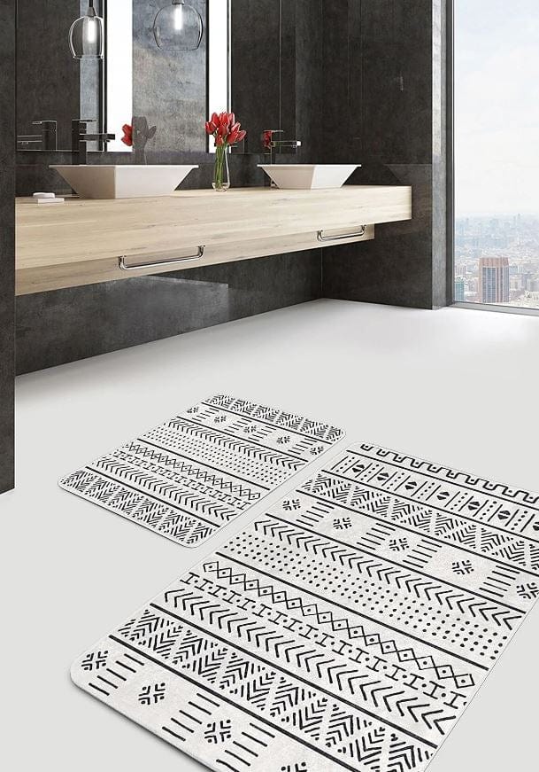 Set di 2 Tappetini da bagno antiscivolo Suna BPS631 Rectangle Multicolore, 100 x 60 cm / 60 x 50 cm (4)