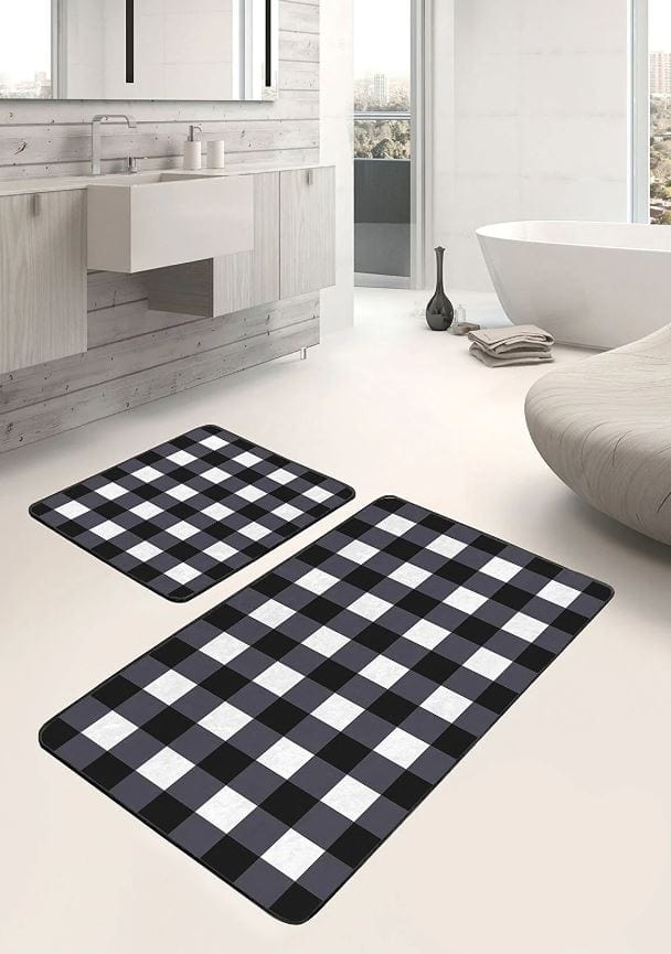 Set di 2 Tappetini da bagno antiscivolo Suna BPS632 Rectangle Multicolore, 100 x 60 cm / 60 x 50 cm (1)