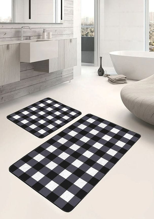 Set di 2 Tappetini da bagno antiscivolo Suna BPS632 Rectangle Multicolore, 100 x 60 cm / 60 x 50 cm (1)