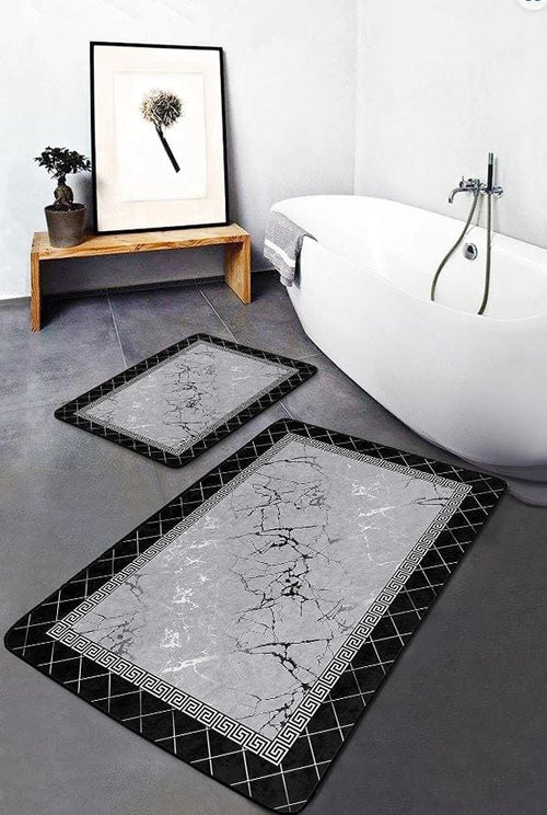 Set di 2 Tappetini da bagno antiscivolo Suna BPS633 Rectangle Multicolore, 100 x 60 cm / 60 x 50 cm