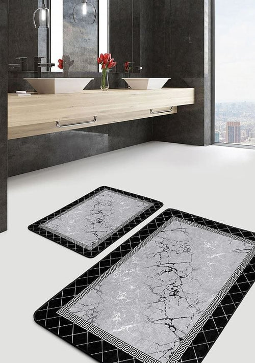 Set di 2 Tappetini da bagno antiscivolo Suna BPS633 Rectangle Multicolore, 100 x 60 cm / 60 x 50 cm (1)