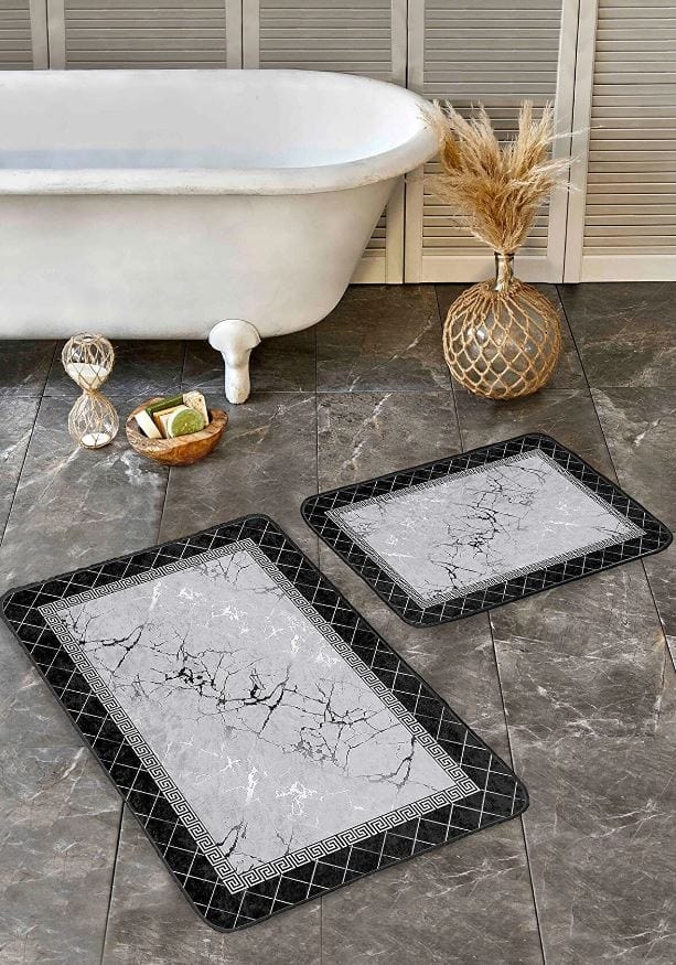 Set di 2 Tappetini da bagno antiscivolo Suna BPS633 Rectangle Multicolore, 100 x 60 cm / 60 x 50 cm (2)