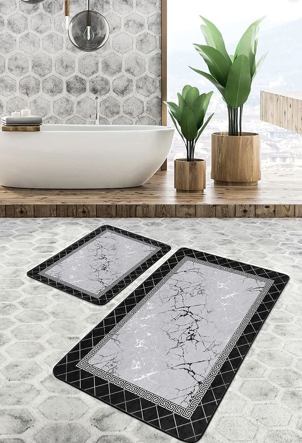 Set di 2 Tappetini da bagno antiscivolo Suna BPS633 Rectangle Multicolore, 100 x 60 cm / 60 x 50 cm (3)