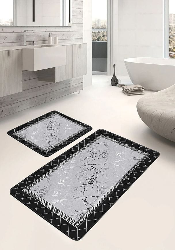 Set di 2 Tappetini da bagno antiscivolo Suna BPS633 Rectangle Multicolore, 100 x 60 cm / 60 x 50 cm (4)