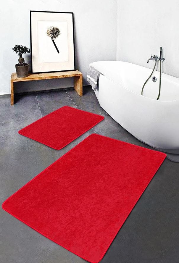 Set di 2 Tappetini da bagno antiscivolo Suna BPS634 Rectangle Rosso, 100 x 60 cm / 60 x 50 cm (4)