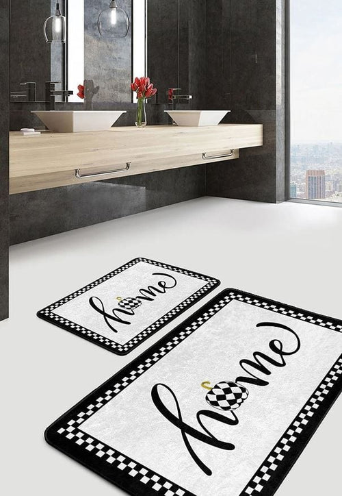 Set di 2 Tappetini da bagno antiscivolo Suna BPS635 Rectangle Multicolore, 100 x 60 cm / 60 x 50 cm